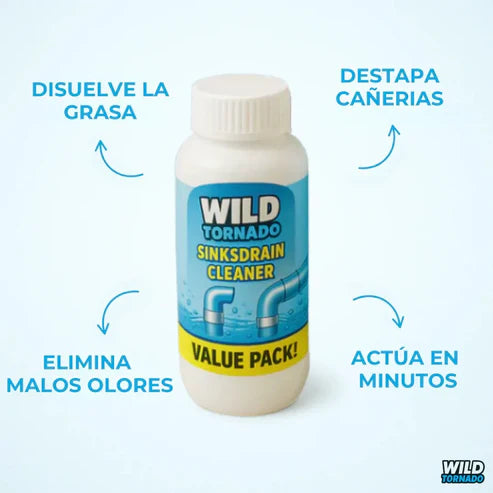 Polvo limpiador de tuberías Wild Tornado® - la solución para las tuberías obstruidas
