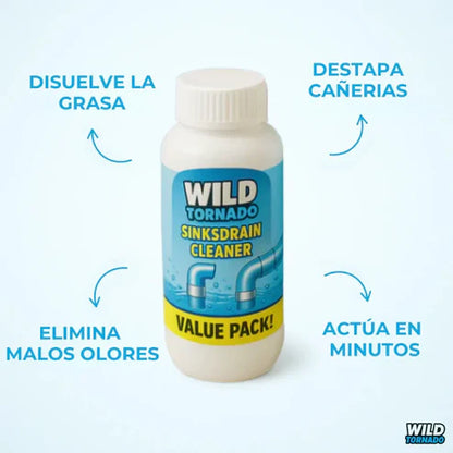 Polvo limpiador de tuberías Wild Tornado® - la solución para las tuberías obstruidas
