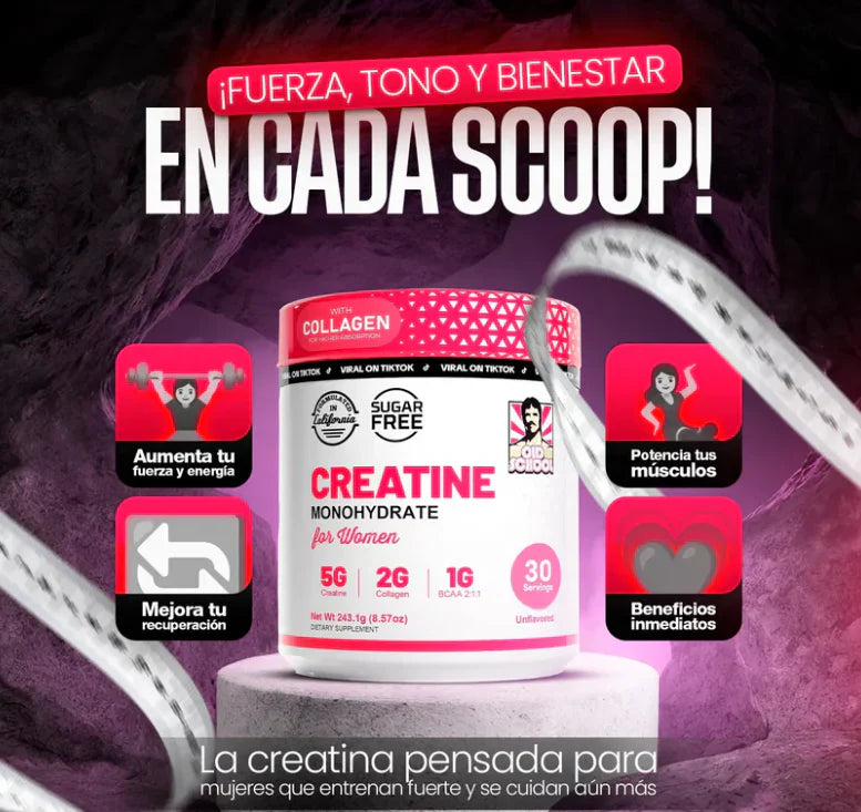 CREATINA MONOHYDRATADA ORIGINAL USA PARA MUJERES🍑 3 EN 1 (+COLAGENO) + ENVIO GRATIS